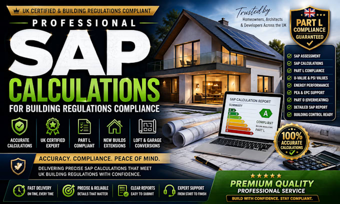 provide sap calculations, sap assessment, part l building regulations UK