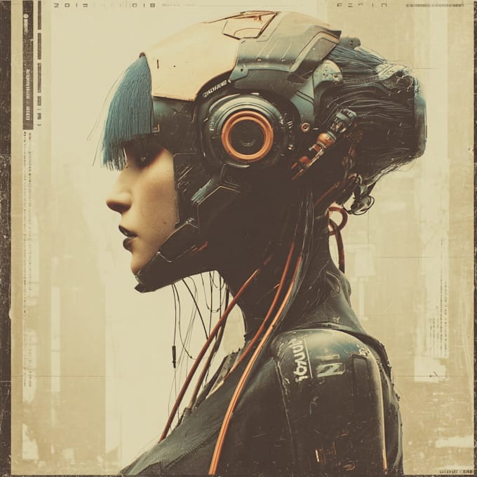 create detailed art of sci fi cyberpunk psychedelic artwork