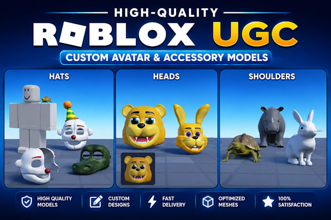 create roblox ugc items, avatars, and 3d models for game