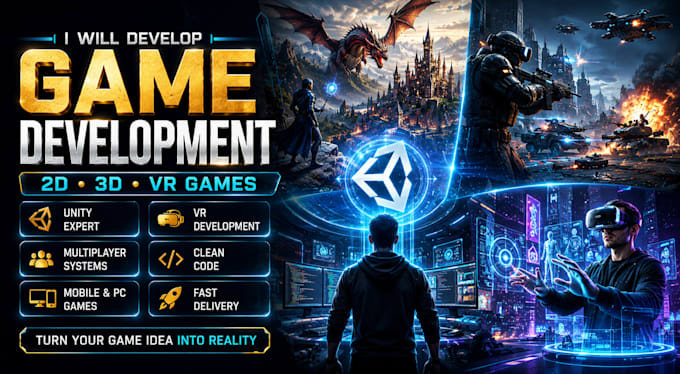 do game development in 3d, 2d, VR game by unity game developer