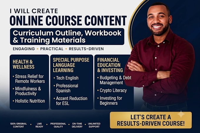 create online course content curriculum outline workbook and training materials