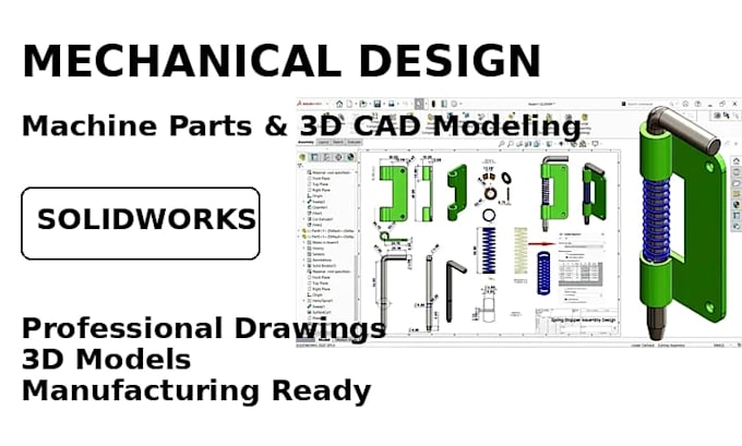 do 3d cad modeling, machine part and mechanical design in solidworks