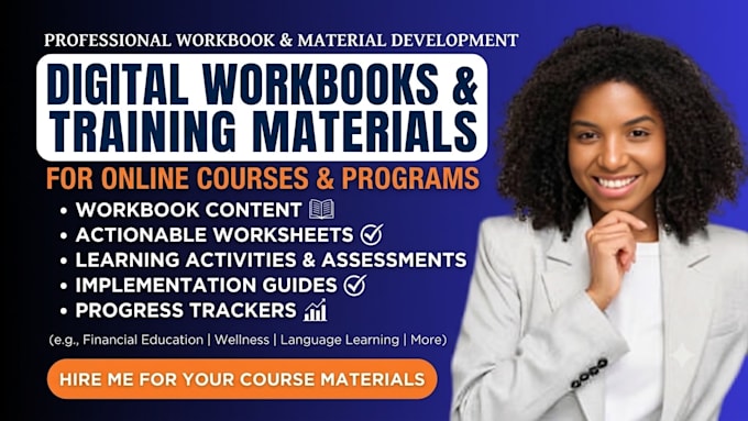 develop workbook content worksheets and training materials for online courses