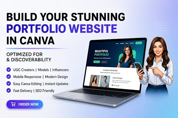 design a stunning canva website and ugc portfolio