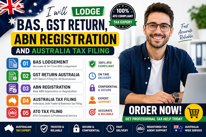 lodge bas, gst return abn registration and australia tax filing