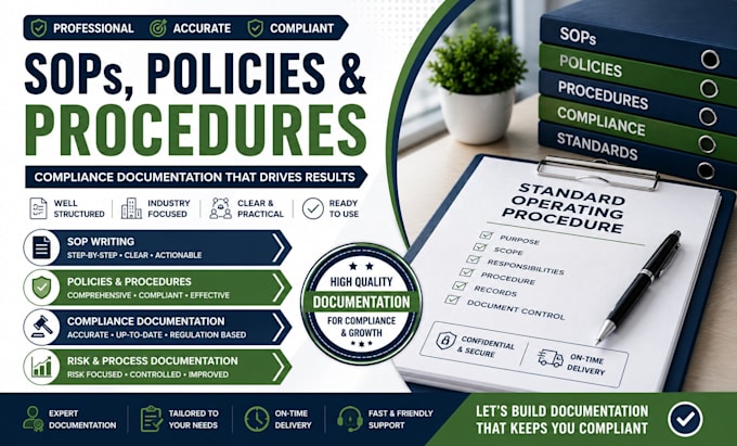 write sops, policies, procedures and compliance documentation