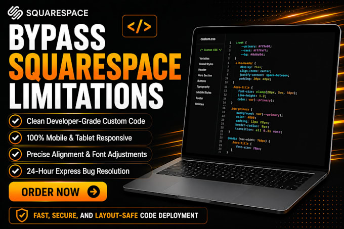 fix squarespace website bugs custom css coding issues and layout modification