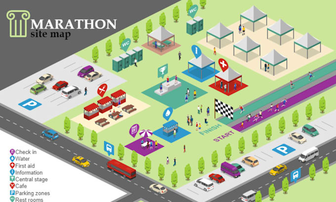 design custom event and festival maps with detailed vector illustration