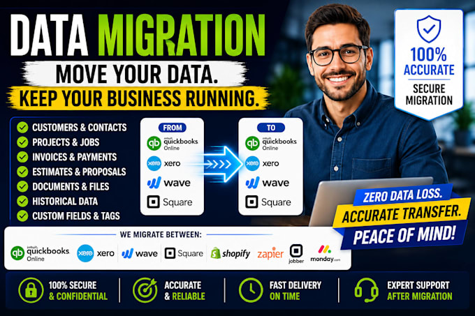 migrate data from excel wave xero or freshbooks to quickbooks online bookkeeping
