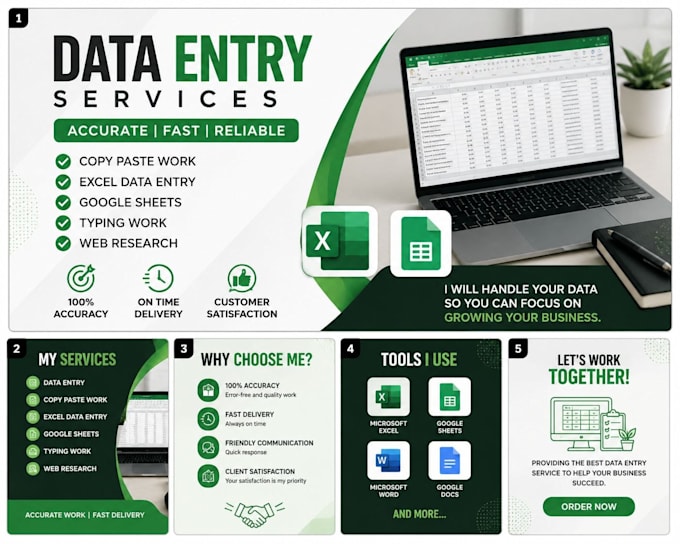 do data entry, excel and google sheets work