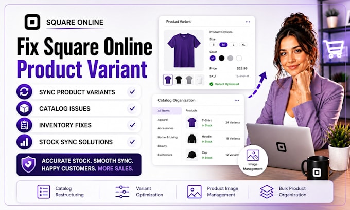 fix square product variant optimization, catalog organization, image management