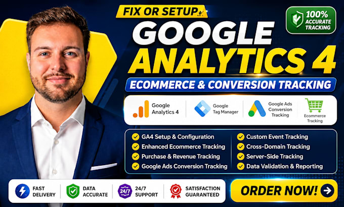 set up google analytics 4, ga4, GTM, ecommerce and conversion tracking