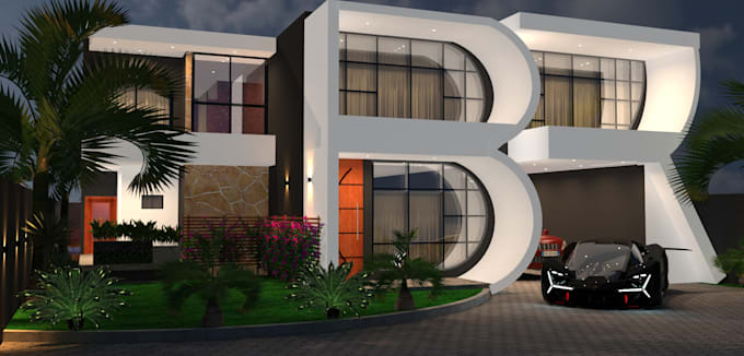 custom architectural 3d exterior renders with initials