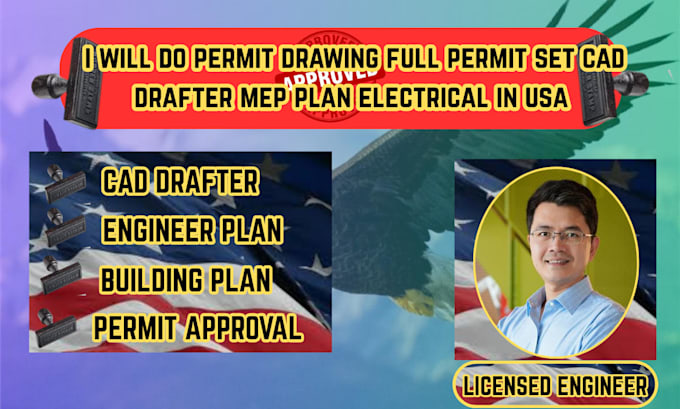 do permit drawing full permit set cad drafter mep plan electrical in usa