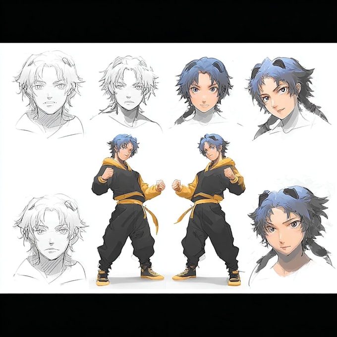 design an anime reference sheet for your original character