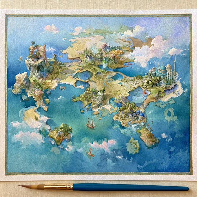 create elegant watercolor map design