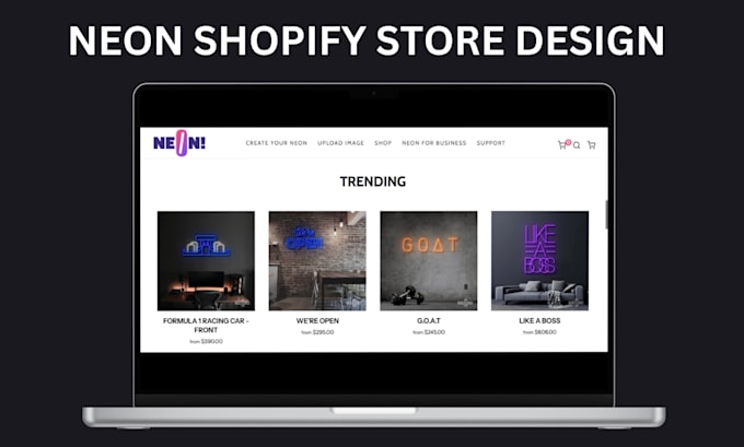design a highly profitable neon sign shopify store led sign website