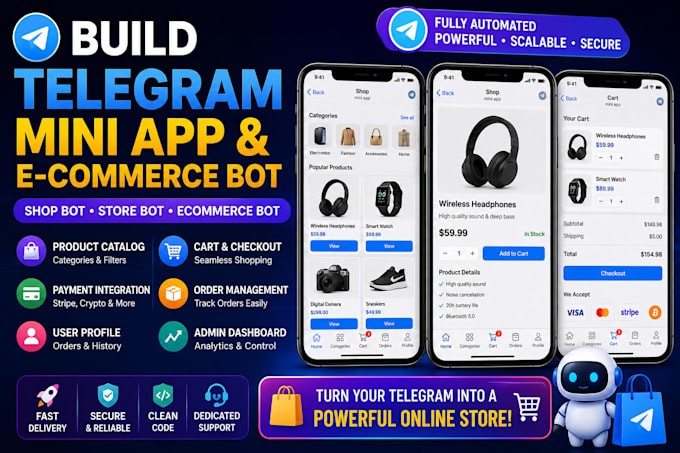 build telegram mini app, telegram shop bot, telegram store bot, ecommerce bot