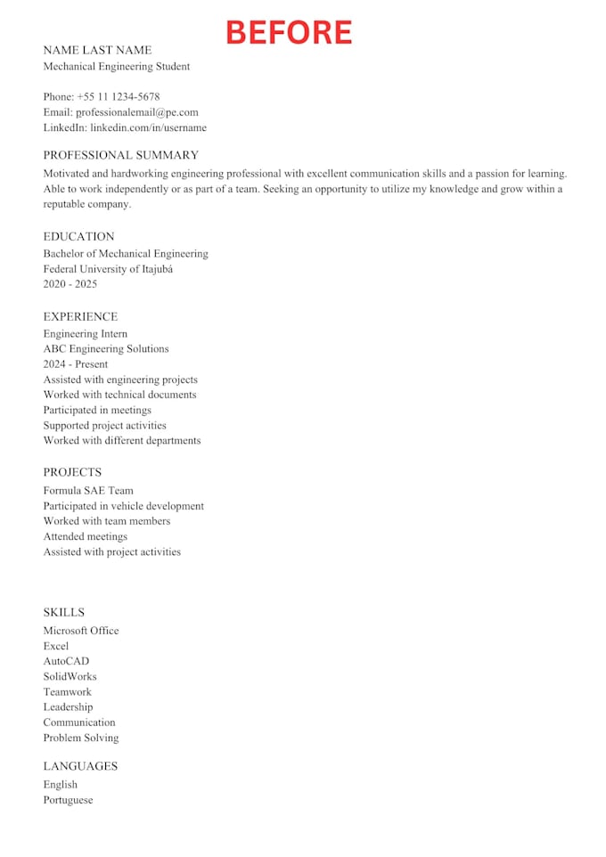 review, improve and redesign your resume CV