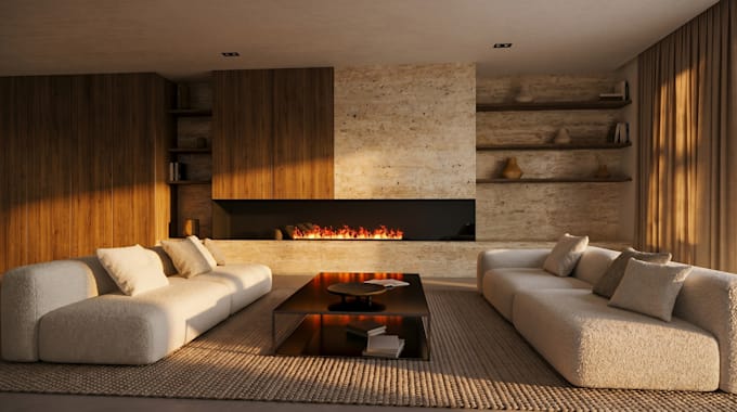 haré un renderizado 3d fotorrealista de interiores