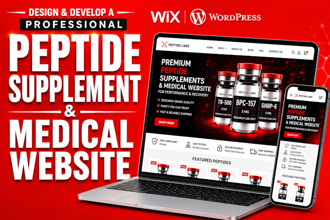 develop wix medical website peptide wordpress website research peptide store