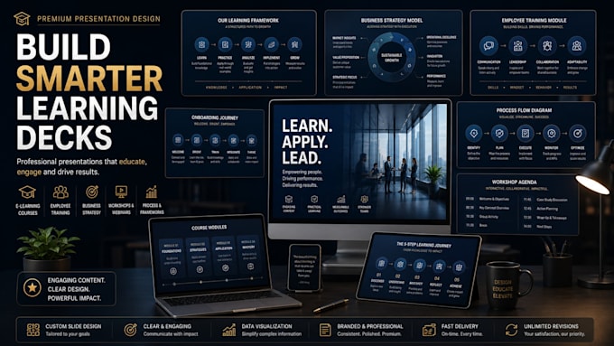 design online course pitch deck corporate ppt workshop elearning presentation