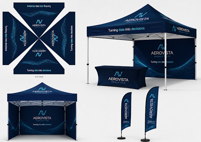 design custom canopy tent, table cover and feather flag