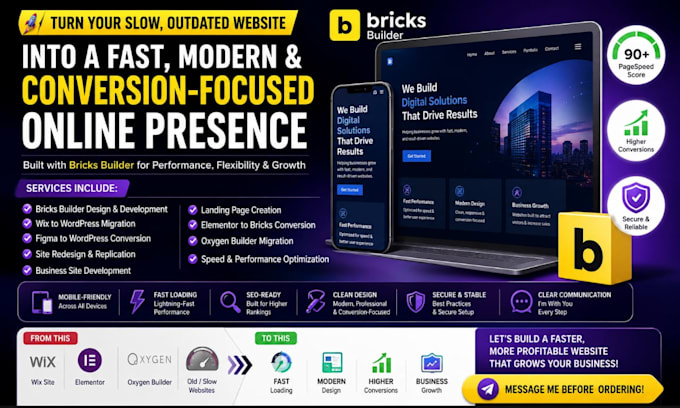 redesign, clone or migrate your website to wix and wordpress bricks builder