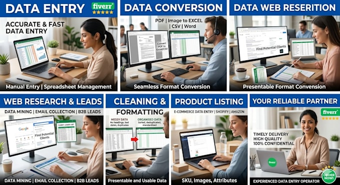 do fastest data entry, data collection, copy paste work