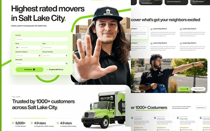design a moving company website, movers, relocation, packing and moving website