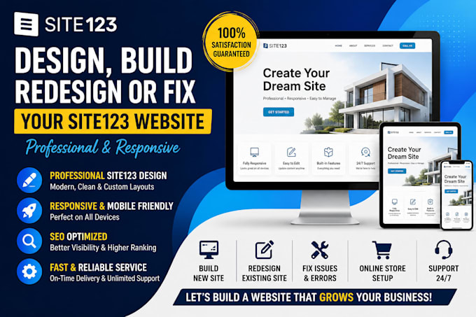 design, build, redesign, or fix your site123 website professionally
