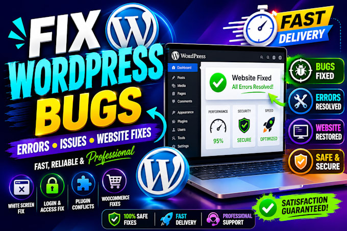 fix wordpress bugs fix wordpress issues errors bugs, fix wordpress, website, fix