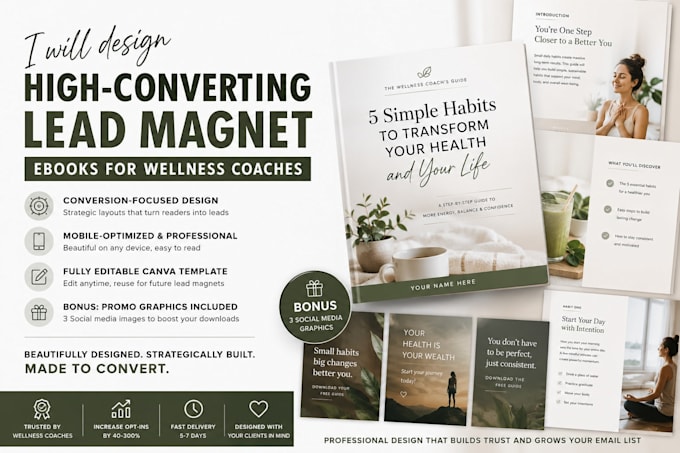 design high converting lead magnet ebooks for wellness coaches