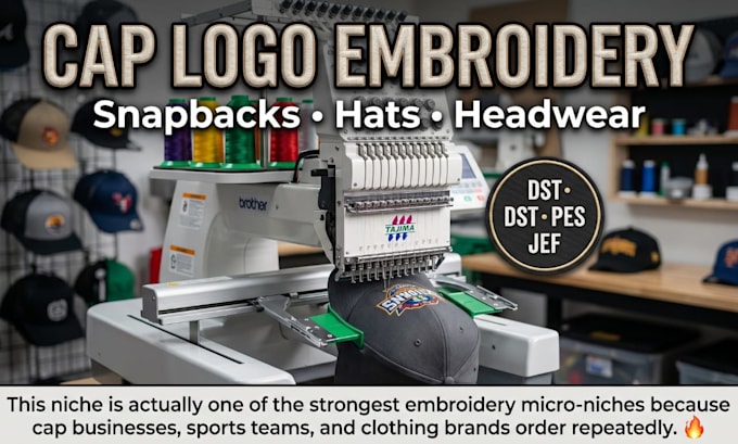 create cap logo embroidery digitizing files for hats and snapbacks