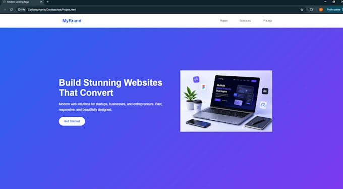 create a responsive landing page from figma, PSD,