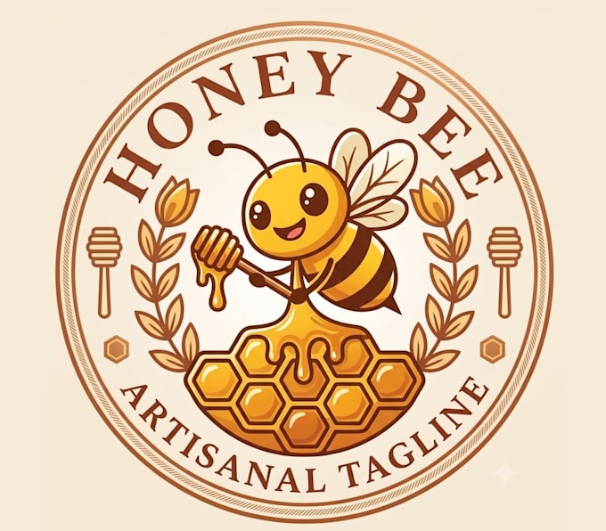 make hand drawn mascot honey bee logo