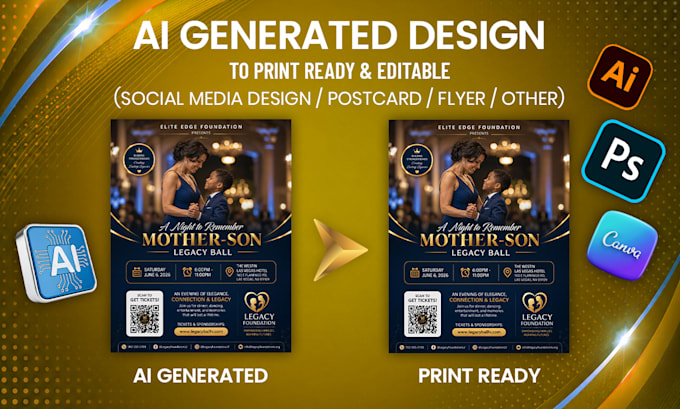 convert ai generated designs into print ready editable PSD, ai