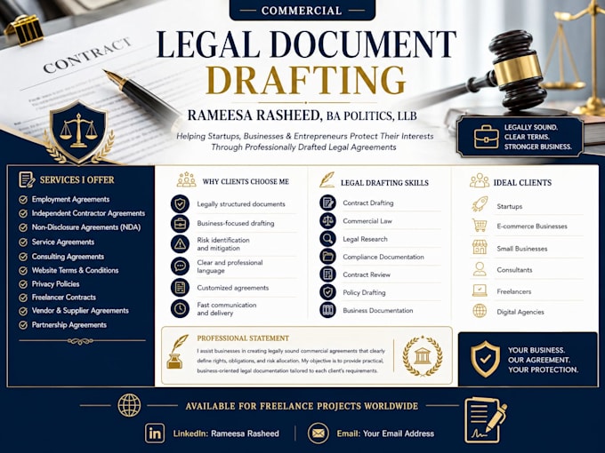 draft employment agreement consultancy agreement and other commercial agreements