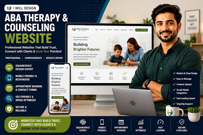 design a professional aba therapy and squarespace website