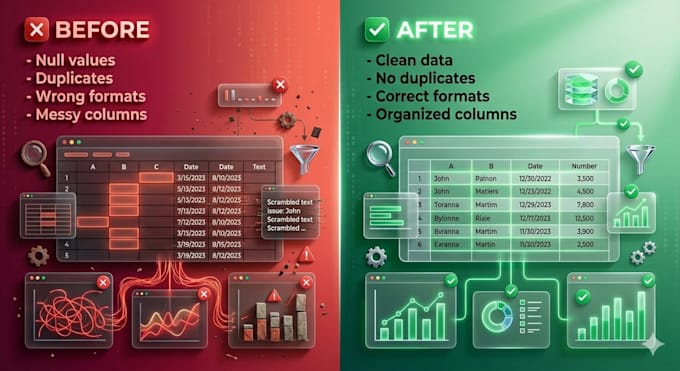 clean and preprocess your messy dataset using python and excel