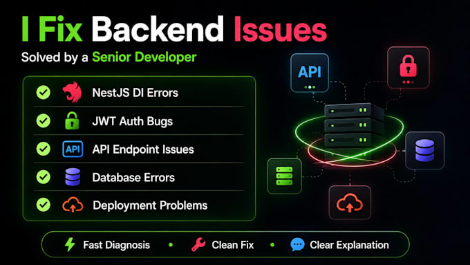 fix bugs and errors in your nodejs nestjs backend