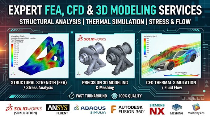 fea structural analysis, cfd thermal simulation, stress analysis, 3d modeling