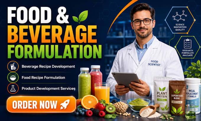 develop food recipe formulation, beverage recipe, and product development