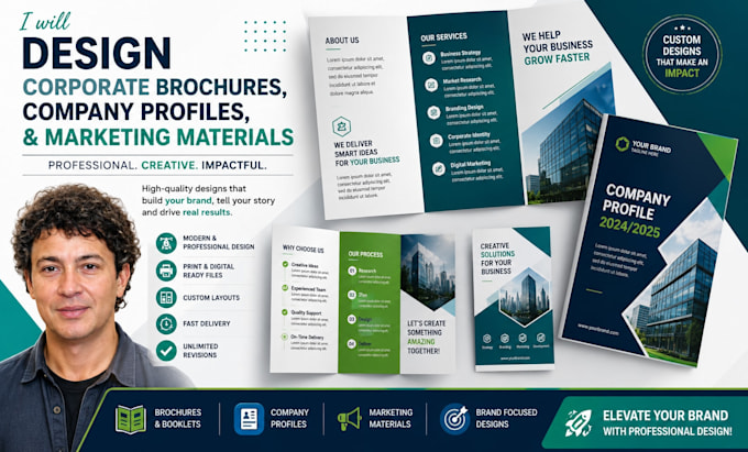 customer focused trifold bifold brochure design  print ready marketing first
