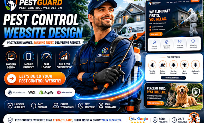 design pet control website exterminator website pet management website