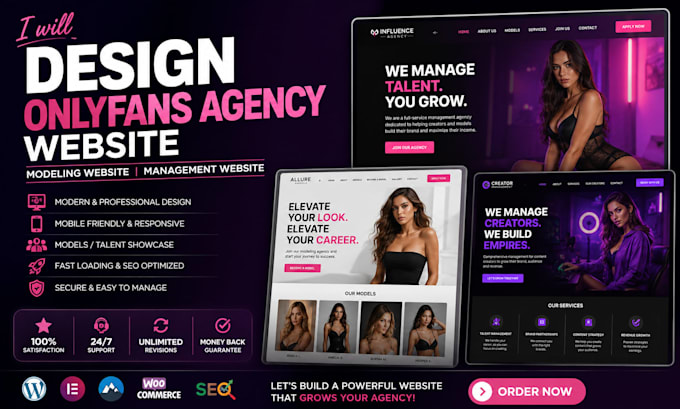 design onlyfans agency website, modeling website, management website