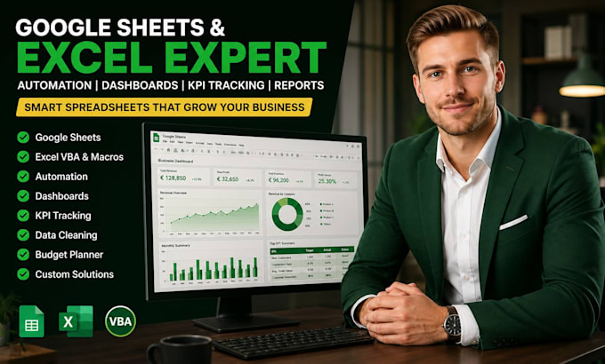 do automated google excel spreadsheet, excel vba, macros formulas, kpi tracking