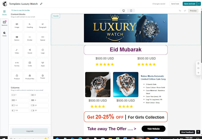 design mailchimp email template and campaign