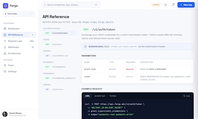 build a backend API with authentication, database, and payments