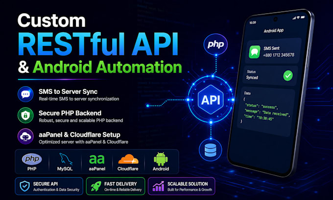 develop custom restful API and automate android SMS sync to PHP server